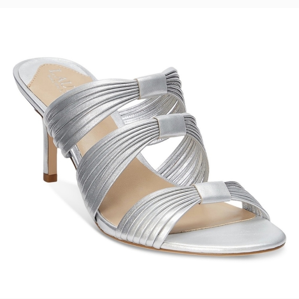 NIB Ralph Lauren Heel Sandals In Silver
